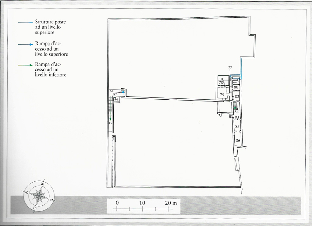 VII .16.22 Pompeii. Casa di Fabio Rufo or House of M Fabius Rufus. Planimetra del secondo piano sottostante. Plan of second lower floor.

Plan M. Notomista and E. Piccirilli.

See Aoyagi M., Pappalardo U., 2006. Pompei (Regiones VI-VII) Insula Occidentalis. Napoli: Valtrend, p 271, Tav. 10.